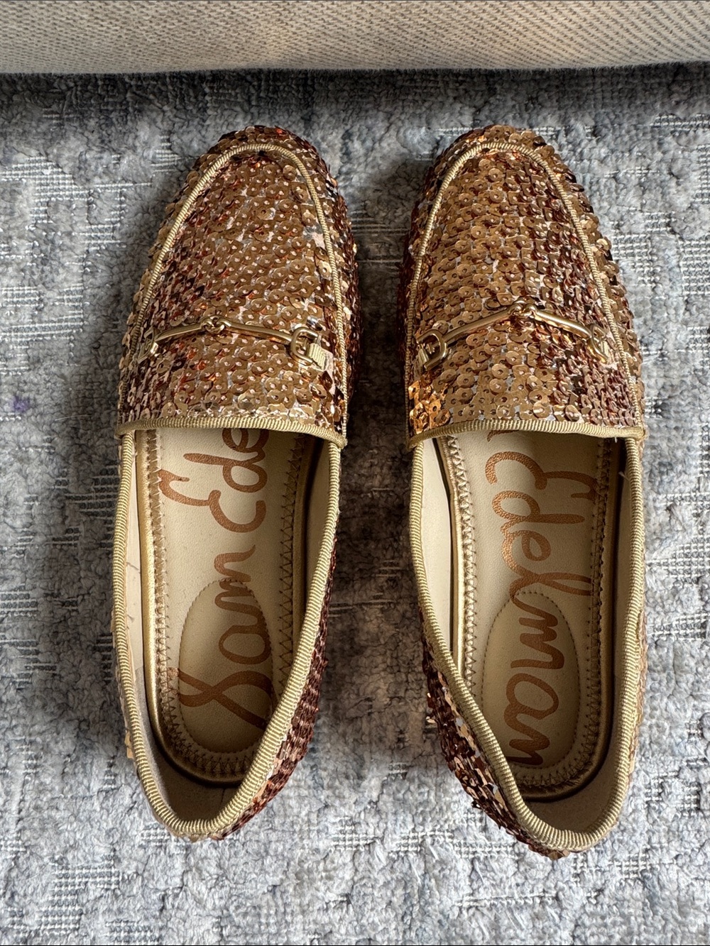 Sam Edelman Rose Gold Sequin Loafers